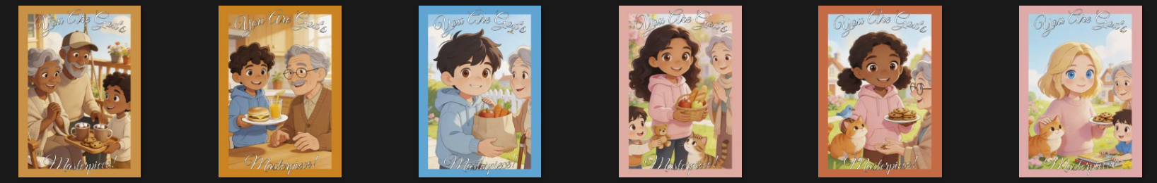 Thumbnail previews of newly released children’s eCard designs