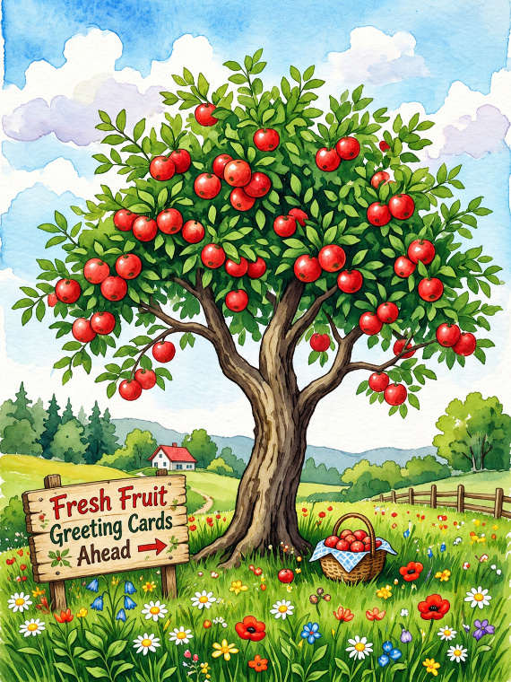 Tree Laden with Fruit Roadside sign
