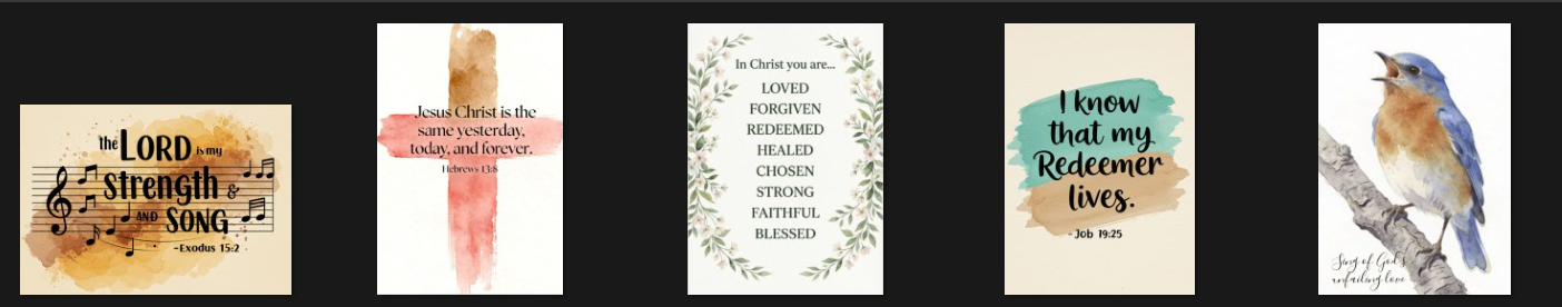 Thumbnail previews of newly released watercolor and oil art covers for eCards