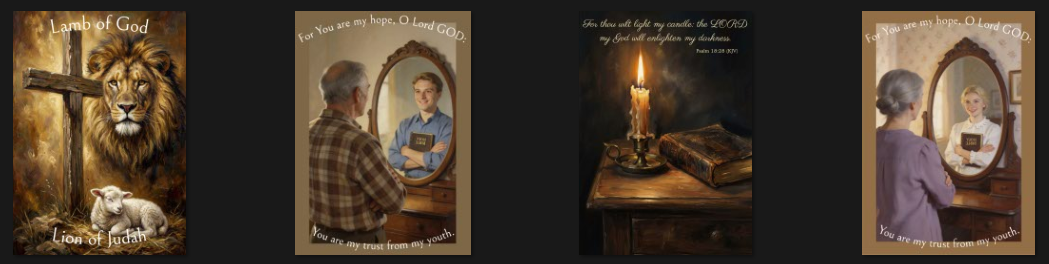 Thumbnail previews of newly released Christian eCard designs