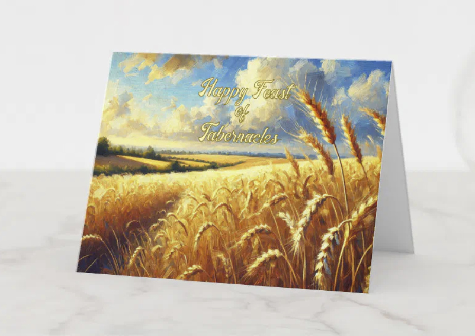 Impressionist style wheat field greeting card