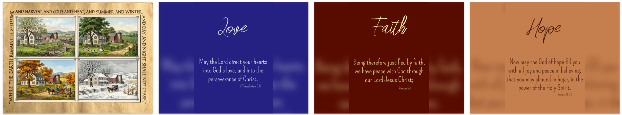 Faith Hope and Love Christian e-Card Thumbnails