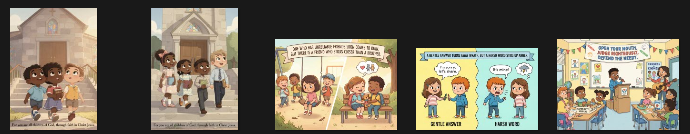 Thumbnail previews of newly released eCards for children