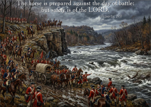 British forces stymied by rising river