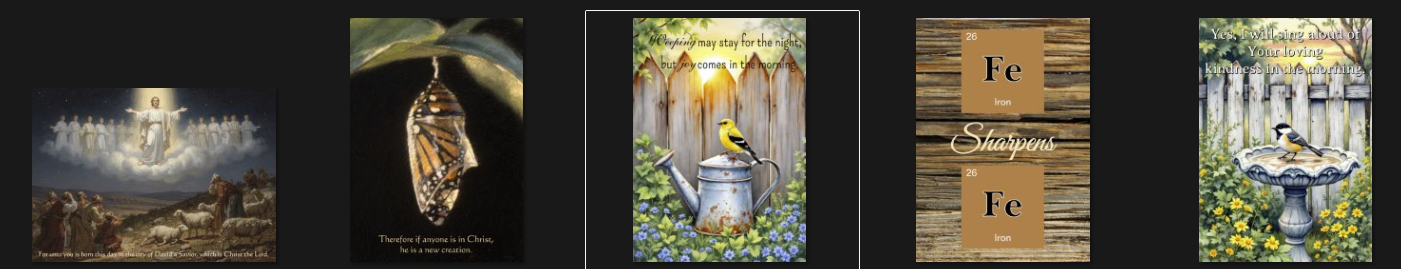 Thumbnail previews of newly released eCard designs